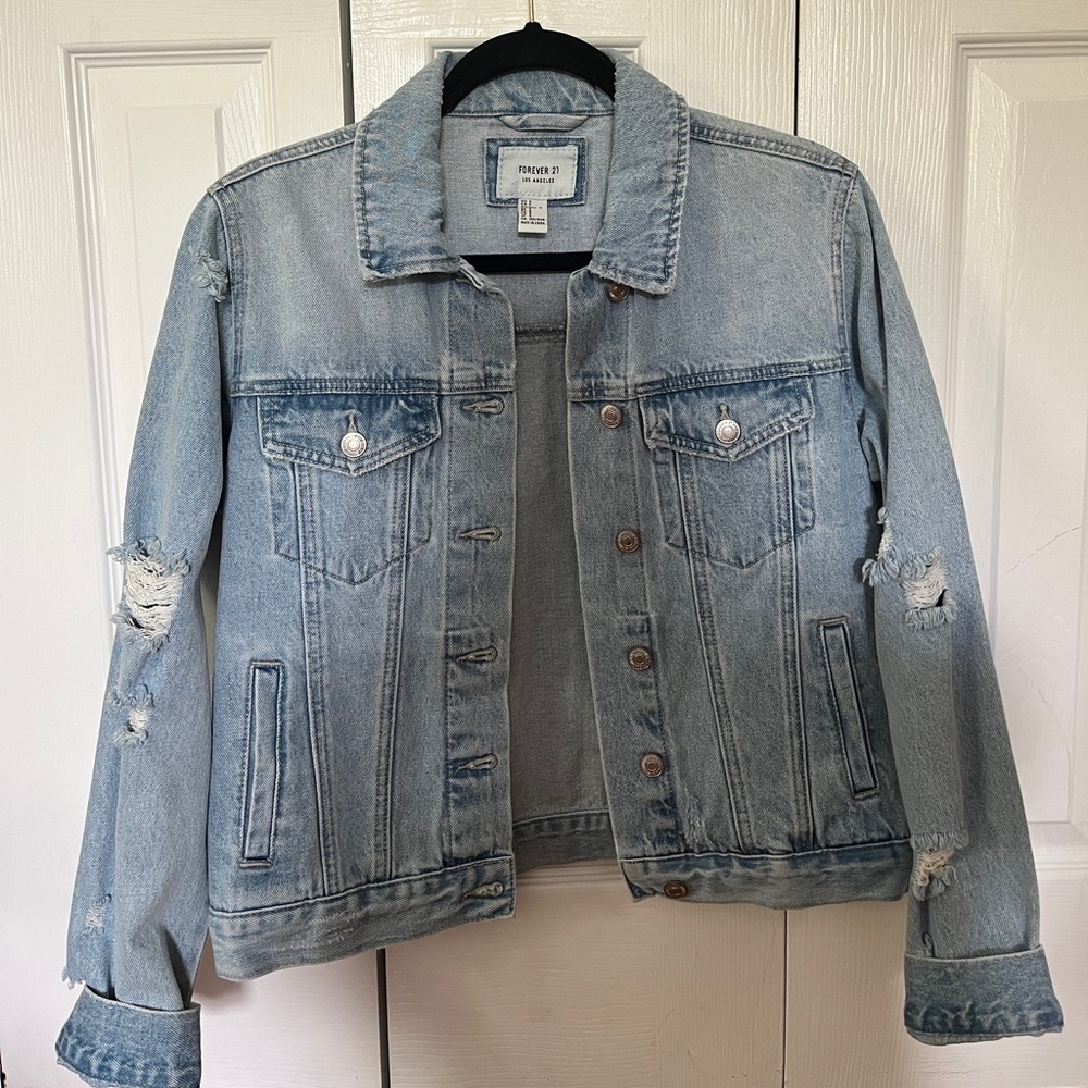 Forever 21 ripped jeans jacket